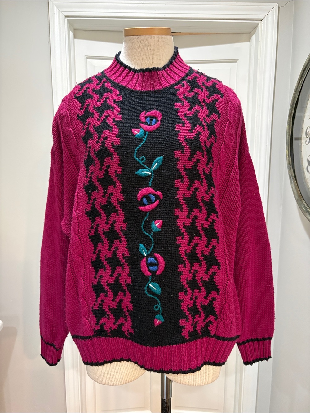 Vintage Cynthia J sz 3X magenta knit sweater